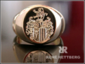 Glanzstichgravur Familenwappen, breites Modell ca 14x12 mm oval.