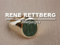 massiver Monogrammring, Gold, oval mit Initialen und Blutjaspis